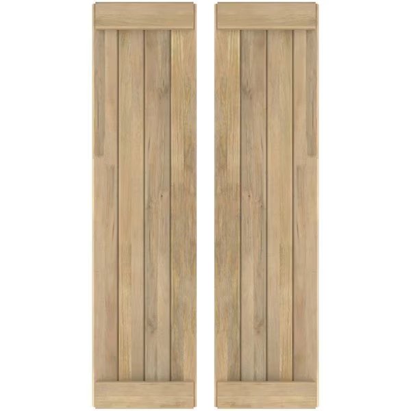 Americraft 4-Board Exterior Wood Joined Board-n-Batten Shutters w/ End Batten, ARW103BB414X50UNH, Ekena Millwork, Mfr#: ARW103BB414X50UNH